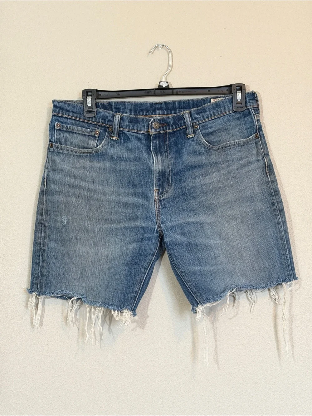Levi's 511 White Oak Cone Denim Distressed Cutoff Shorts, Size 36